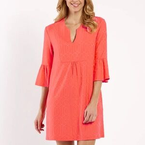 Jude Connally Kerry Dress - Coral Jacquard Fabric - Size XS